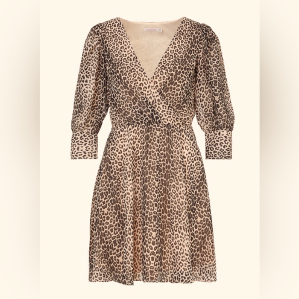 Cheetah print PUFF SLEEVE CHIFFON DRESS